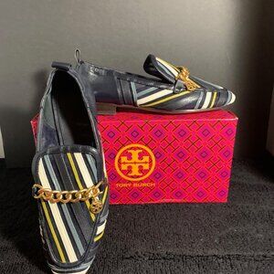 New Tory Burch Jessa Flats Grey,Navy,Yellow,White Size 6 Retail $368